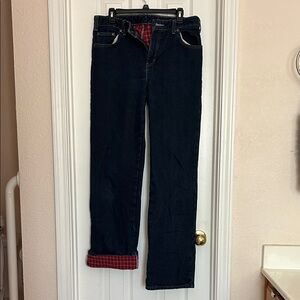 Dickies Dark Blue Denim flannel-lined Jeans Size 10 Tall